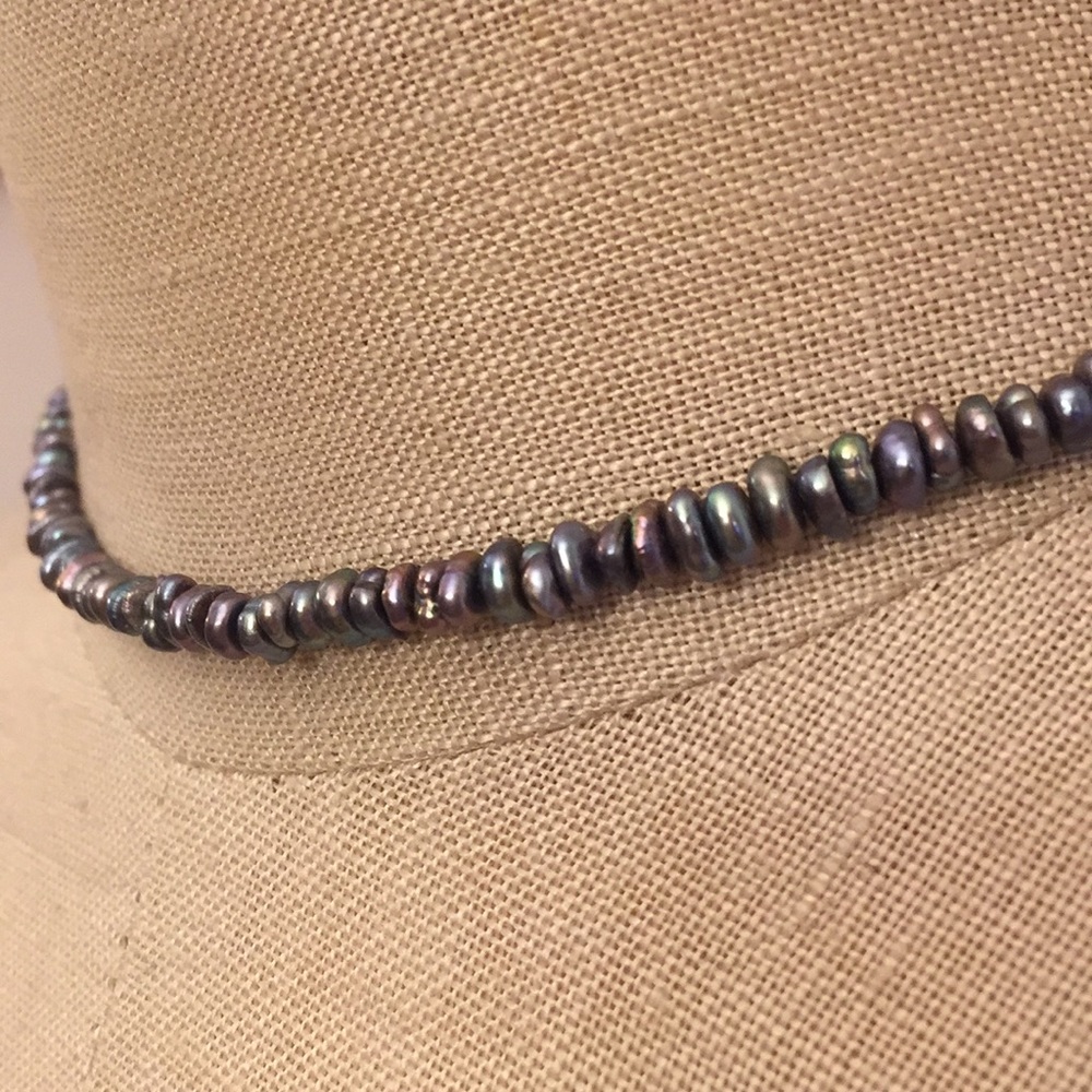 Vintage Freshwater Pearl Mini Bead Blue Necklace - Picture 3 of 5